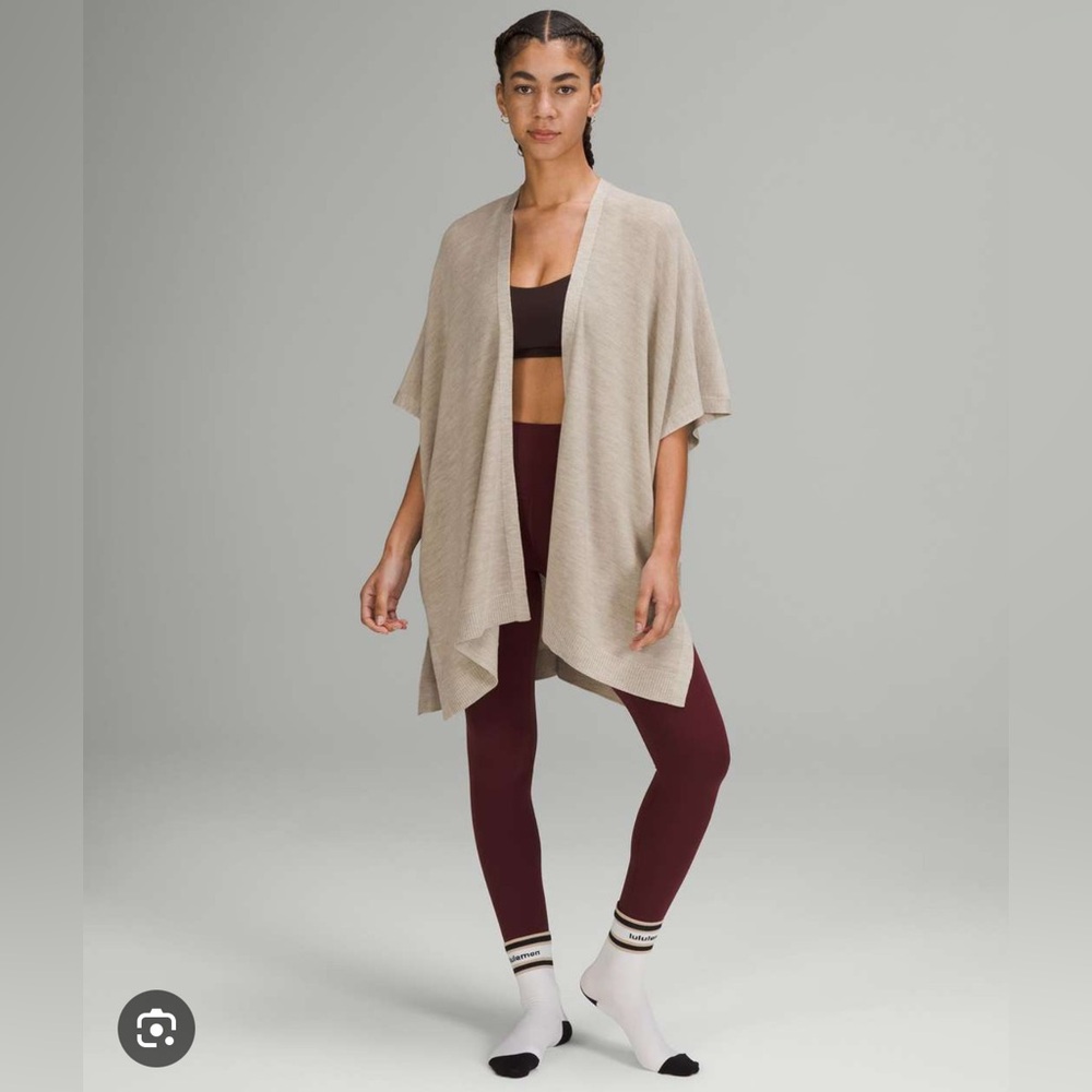 VGUC lululemon merino wool wrap cardigan, size xs/s • raw heathered linen color